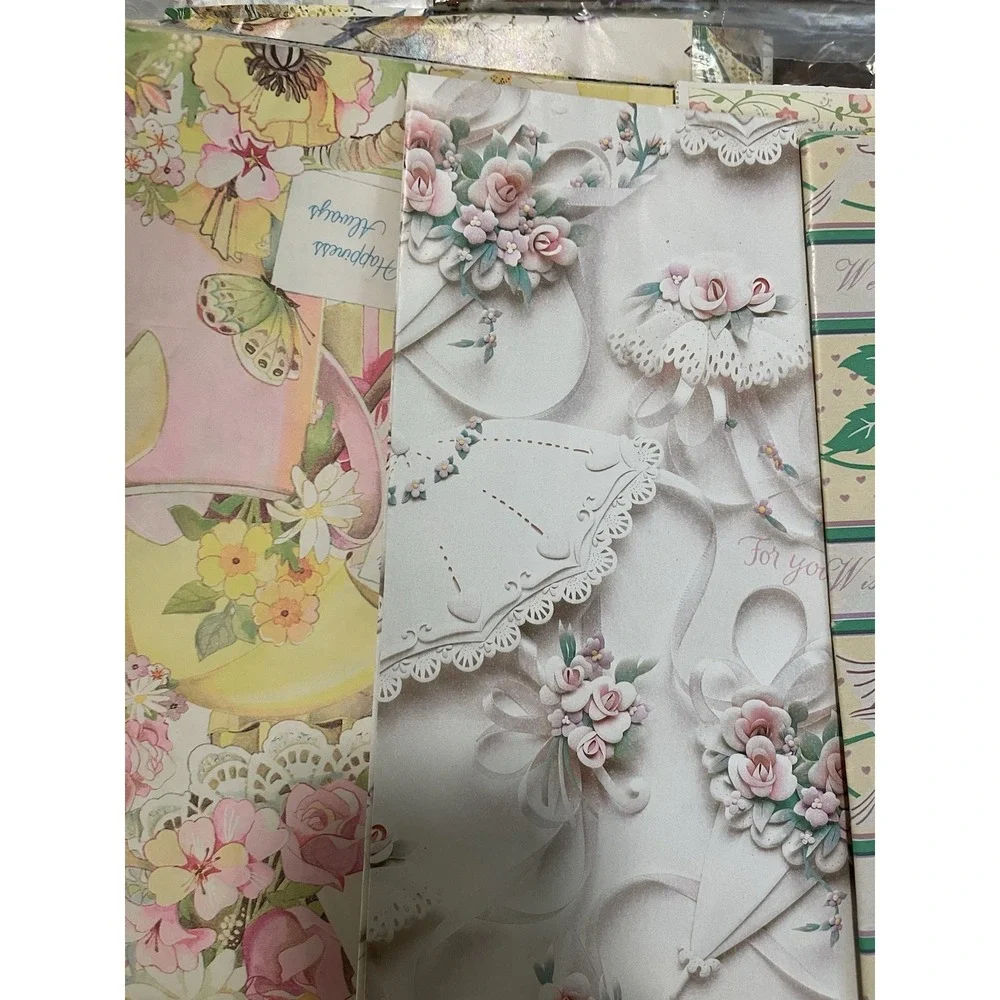Vintage Gift Wrapping Paper Flat Wrap Sheet Packages Mixed Lot Occasions